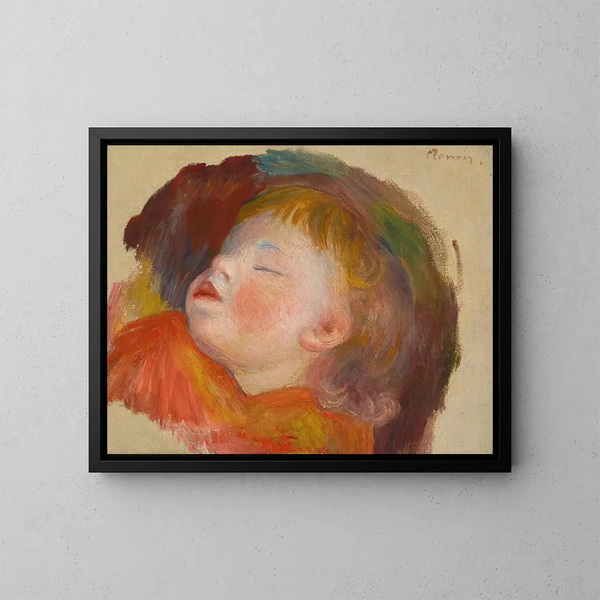 Niño dormido - Pierre-Auguste Renoir — cuadro enmarcado en la pared