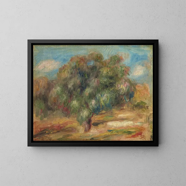 Landscape with a Girl - Pierre-Auguste Renoir — framed artwork on a wall