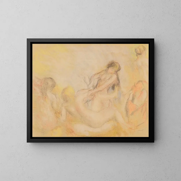 Las bañistas con cangrejo I - Pierre-Auguste Renoir — cuadro enmarcado en la pared