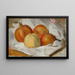 Manzanas, membrillo y granada sobre un paño - Pierre-Auguste Renoir — cuadro enmarcado en la pared