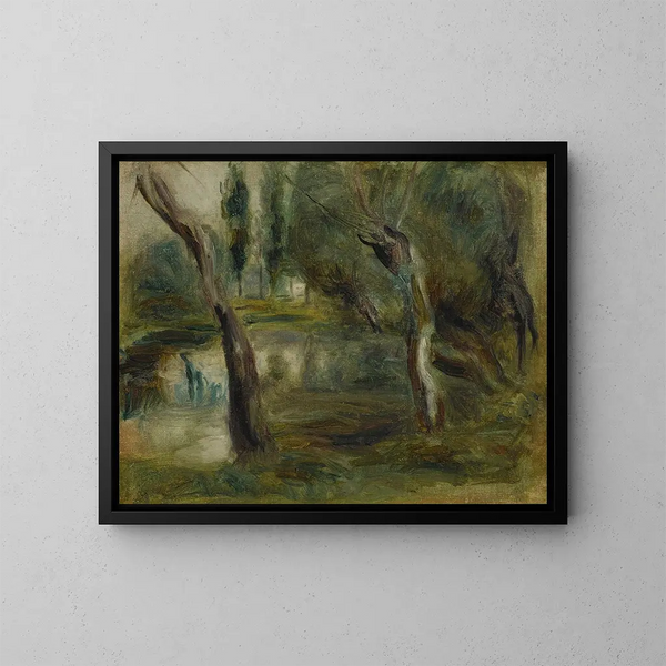 Willow by a pond - Pierre-Auguste Renoir — framed artwork on a wall