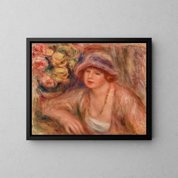 Mujer apoyada en el codo - Pierre-Auguste Renoir — cuadro enmarcado en la pared