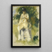 Woman standing near a tree - Pierre-Auguste Renoir — framed artwork on a wall