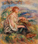 Woman in Tulle Blouse and Black Skirt Femme en blouse de tulle et en jupe noire dans un paysage - Pierre-Auguste Renoir — artwork view