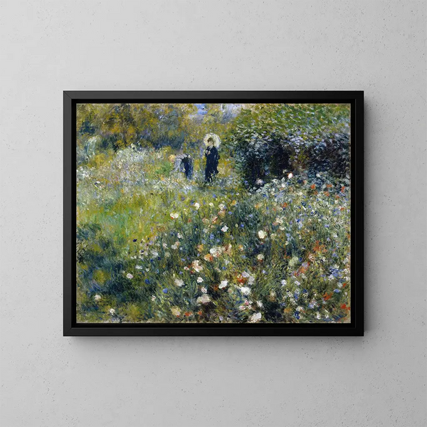 Mujer con paraguas en un jardín - Pierre-Auguste Renoir — cuadro enmarcado en la pared