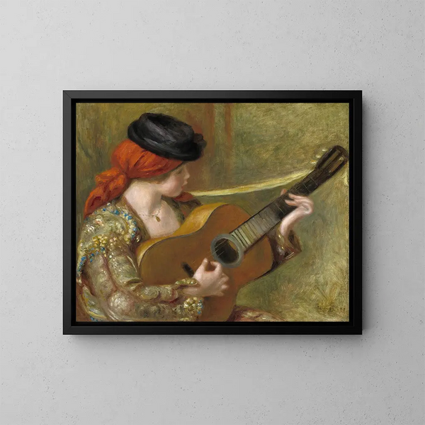 Joven mujer española con una guitarra - Pierre-Auguste Renoir — cuadro enmarcado en la pared