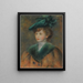 Young woman with green hat - Pierre-Auguste Renoir — framed artwork on a wall