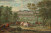 Vista del Castillo Nuevo de Saint-Germain-en-Laye con la partida para la caza - Pierre-Denis Martin — vista de la obra