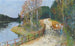 Bueyes de tiro en las orillas del Loing - Pierre-Eugène Montzin — vista de la obra
