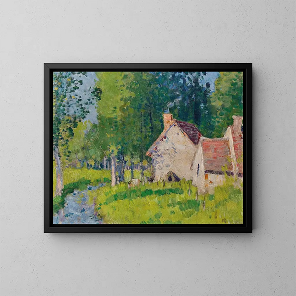 En la orilla del río - Pierre-Eugène Montzin — cuadro enmarcado en la pared
