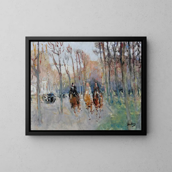 Caballos en el bosque de Boulogne - Pierre-Eugène Montzin — cuadro enmarcado en la pared