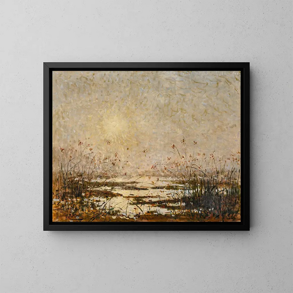 Atardecer en el pantano florido - Pierre-Eugène Montzin — cuadro enmarcado en la pared