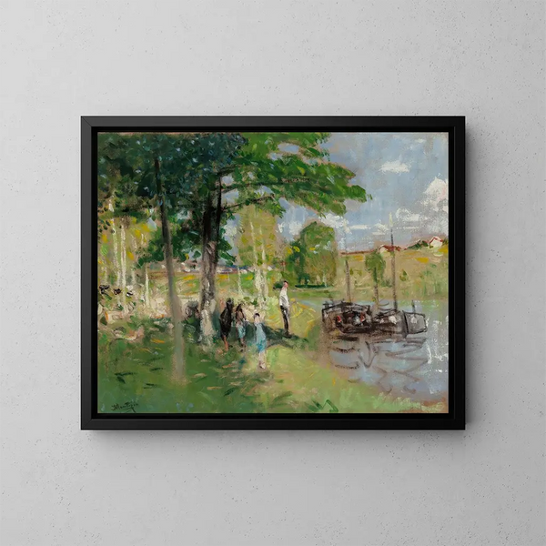 Péniches en Saint-Mammes - Pierre-Eugène Montzin — cuadro enmarcado en la pared