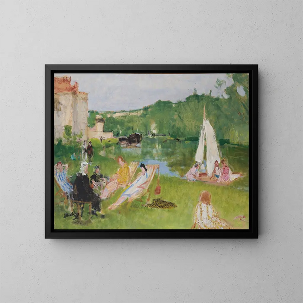 Repos en la orilla del Sena - Pierre-Eugène Montzin — cuadro enmarcado en la pared