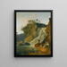 Les cascades de Tivoli avec des personnages au repos et à la chasse - Pierre-Jacques Volaire — framed artwork on a wall