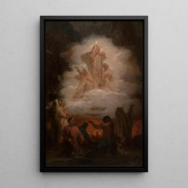 Las almas del Purgatorio - Pierre-Nicolas Brisset — cuadro enmarcado en la pared