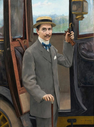 Pierre Andr Brouillet - A Young Man By A Carriage.webp