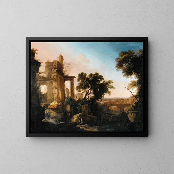 Landscape with Ruins - Pierre Antoine Patel the Young — framed artwork on a wall