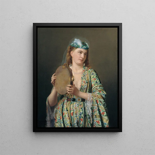Pierre Dsir Guillemet - Portrait of a Lady of the Court Playing the Tambourine.webp