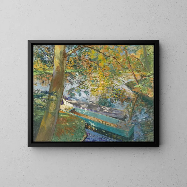 Autumn Boats - Pierre Georges Jeanniot — framed artwork on a wall