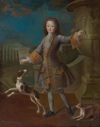 Pierre Gobert - Portrait Of Louis Xv With Two Dogs.webp