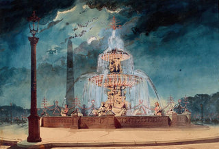 Pierre Manguin - Vue de nuit dune fontaine dcore place de la Concorde sous le Second Empire.webp