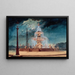 Night view painting of a decorated fountain at Place de la Concorde under the Second Empire - Pierre Manguin — framed artwork on a wall