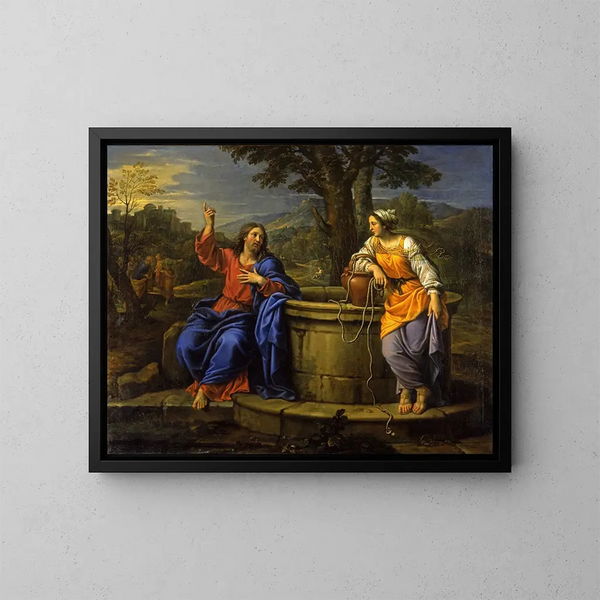 The Christ and the Samaritan Woman - Pierre Mignard — framed artwork on a wall