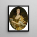 Portrait of a lady in an allegorical costume holding a dish of pearls - Pierre Mignard — framed artwork on a wall