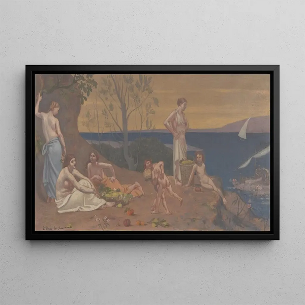 Gentle Land, Pleasant Earth - Pierre Puvis de Chavannes — framed artwork on a wall
