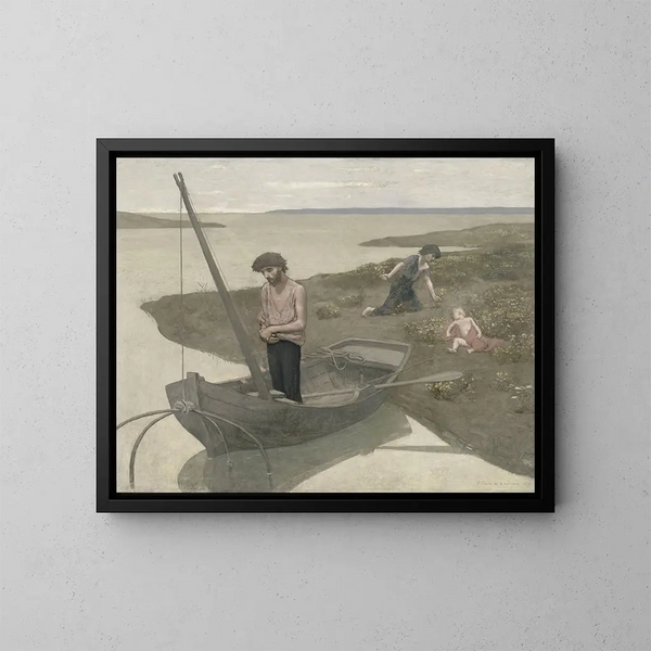 El pobre pescador - Pierre Puvis de Chavannes — cuadro enmarcado en la pared