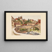 An old bridge in Semur - Pierre Vignal — framed artwork on a wall