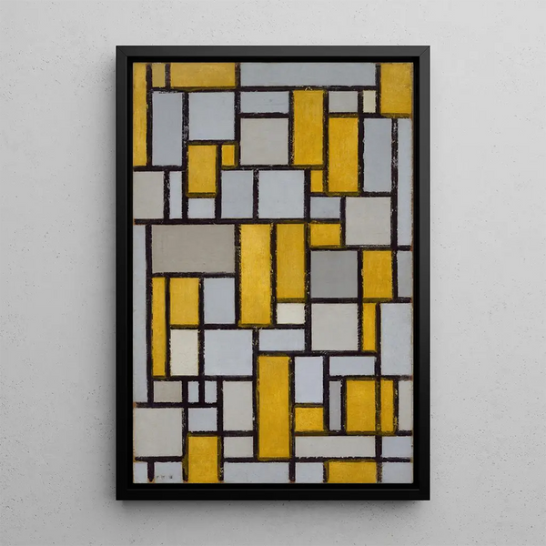 Composición con cuadrícula 1 - Piet Mondrian — cuadro enmarcado en la pared