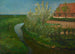 Canal d'irrigation courbé bordant la ferme avec des arbres en fleurs - Piet Mondrian — artwork view