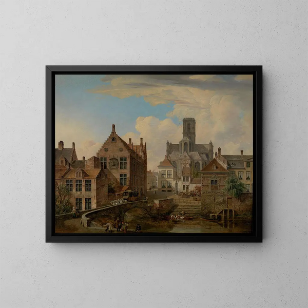 Cathedral Saint-Bavon and the Reep in Ghent - Pieter Frans De Noter — framed artwork on a wall