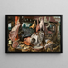 a meat stall with the Holy Family giving alms, the butcher's stall - Pieter Aertsen — framed artwork on a wall