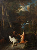 Landscape painting with a hunter and a hunting trophy - Pieter Andreas Rysbrack — artwork view