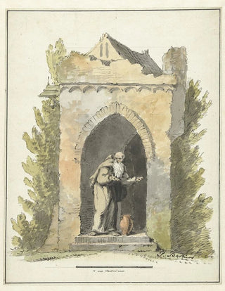 Pieter Bartholomeusz Barbiers - Kluizenaar voor een stenen kapel.webp