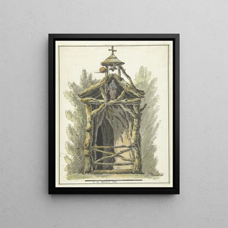 Pieter Bartholomeusz Barbiers - Kluizenaarshut met heiligenbeeld.webp