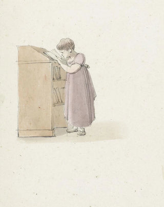 Pieter Bartholomeusz Barbiers - Lezend meisje bij een kast.webp