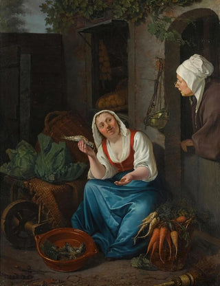 Pieter Christoffel Wonder - A Young Woman Selling Fish And Vegetables.webp