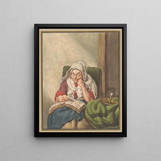 Pieter Christoffel Wonder - Zijn moeder in de bijbel lezend.webp