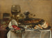Nature morte with smoked herring, walnuts, white currants, and wild strawberries - Pieter Claesz — artwork view