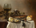Naturaleza muerta con arenque, vino y pan - Pieter Claesz — vista de la obra