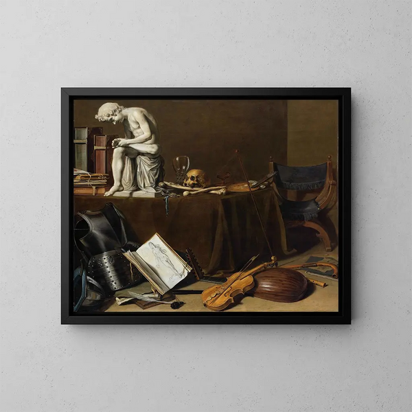 Nature morte vanité avec le Spinario - Pieter Claesz — framed artwork on a wall