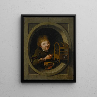 Pieter Cornelisz van Slingelandt - Boy In a Window With a Birdcage.webp