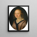 Retrato de una dama en busto con pendientes de perlas y un collar - Pieter Cornelisz van Slingelandt — cuadro enmarcado en la pared