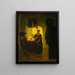 a couple playing cards with a maid - Pieter de Hooch — framed artwork on a wall