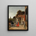 a man smoking and a woman drinking in a courtyard - Pieter de Hooch — framed artwork on a wall