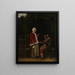 a woman and two men in a pergola - Pieter de Hooch — framed artwork on a wall